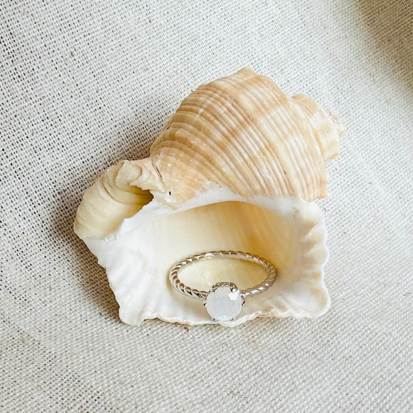 Moonstone Twist Ring